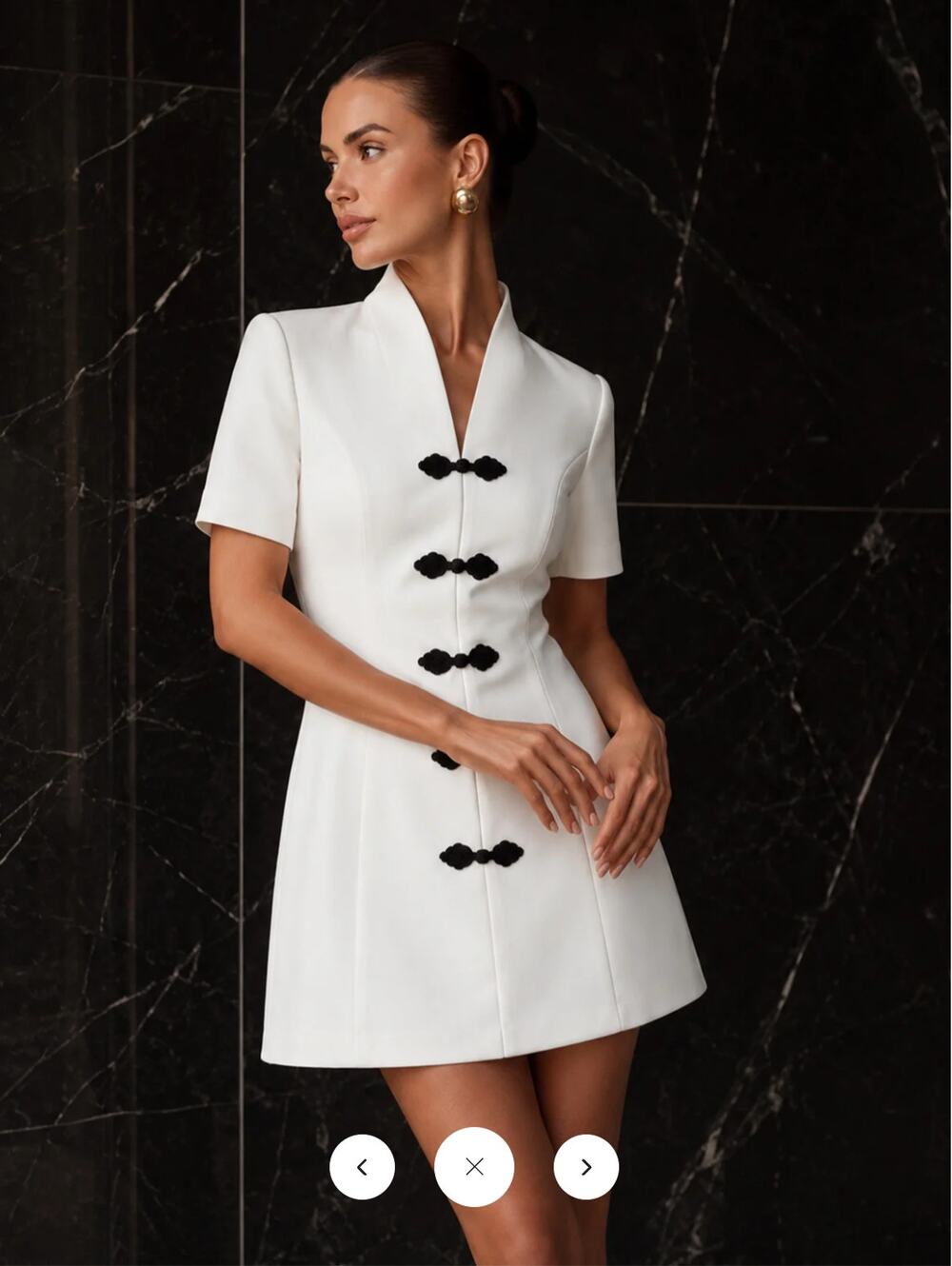 NWT Commense Frog Button V Neck Mini Dress Sz S